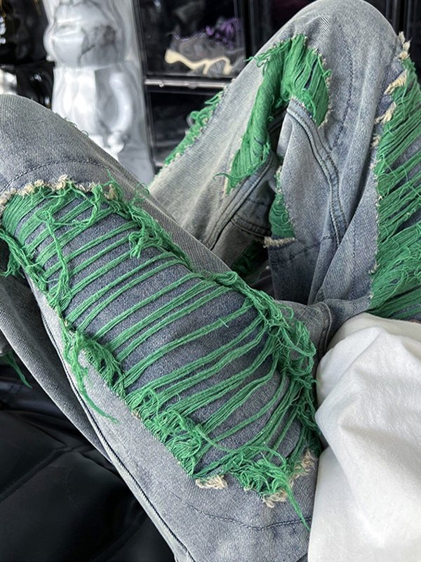 Vaqueros rasgados deshilachados de hombre-2