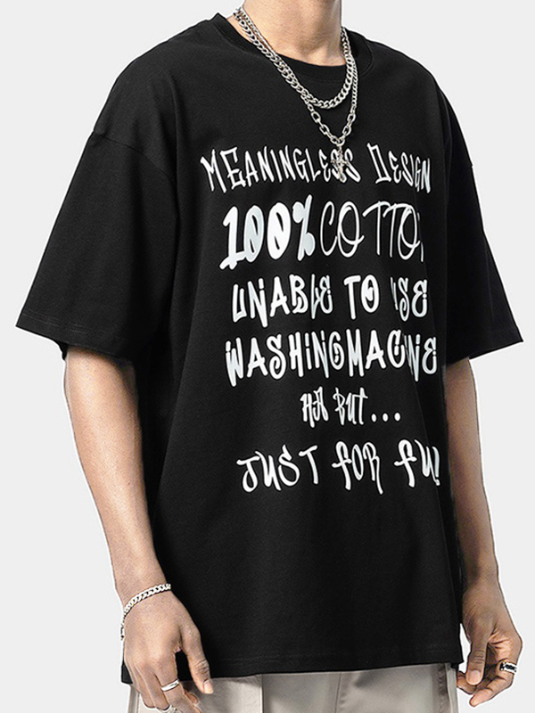 Camiseta de manga corta suelta estampada para hombre-1