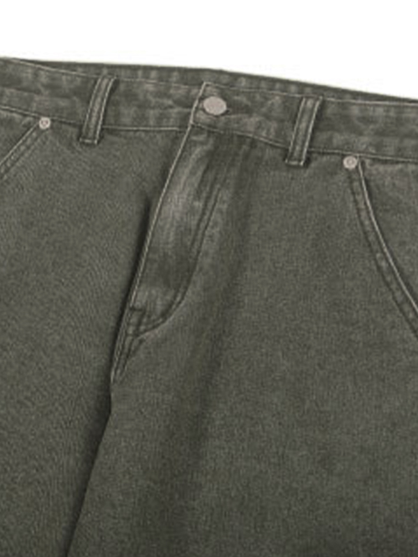 Vaqueros cargo fruncidos con múltiples bolsillos y lavado verde de hombre-7