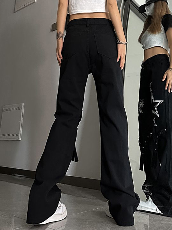 Vaqueros boyfriend acampanados con cintura alta y estampado de estrellas-3