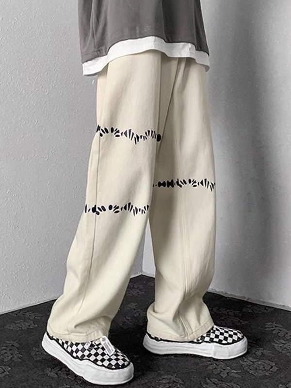 Vaqueros sueltos con estampado de salpicaduras para hombre-3