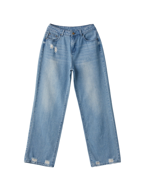 Jeans boyfriend de pernera recta con lavado básico-2