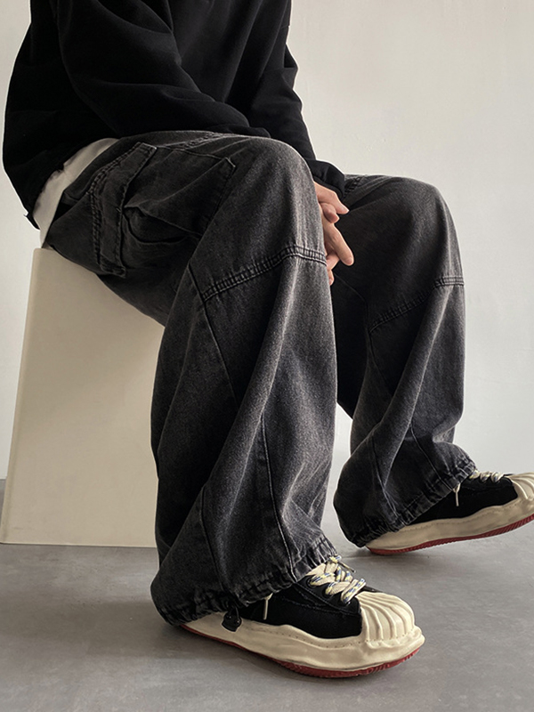 Vaqueros cargo sueltos vintage para hombre-1