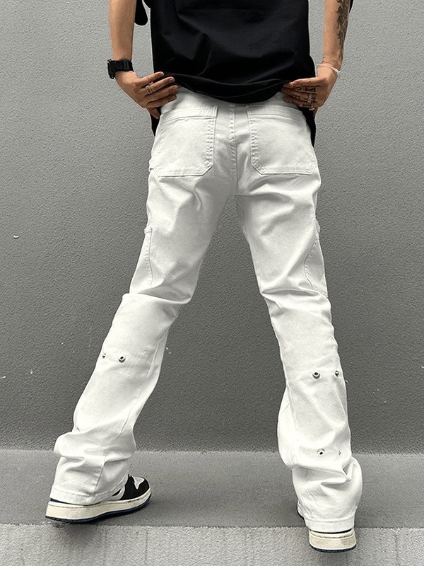 Jeans de pierna recta con adornos metálicos para hombre-1