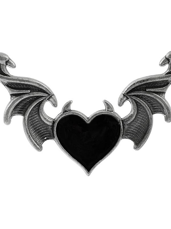 Collar con colgante de corazón de ala de diablo-1