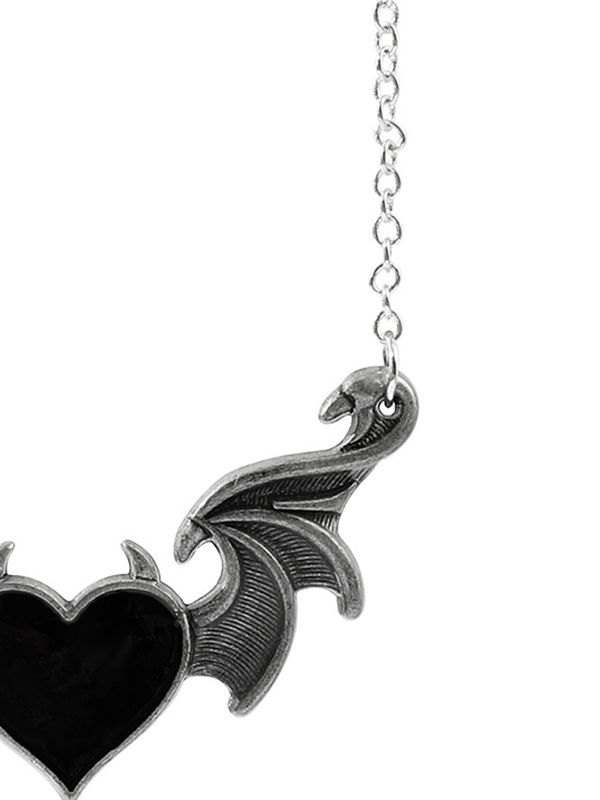 Collar con colgante de corazón de ala de diablo-2