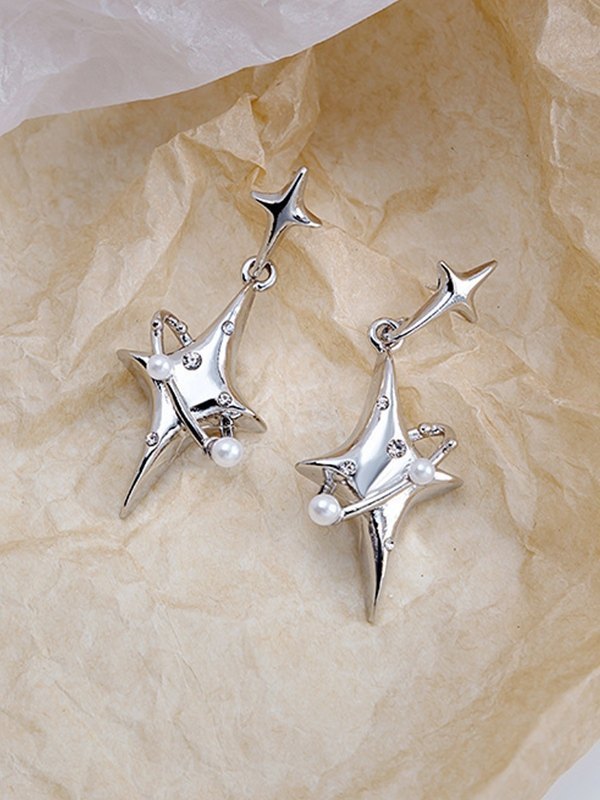 Aretes con dije de estrella galáctica-2