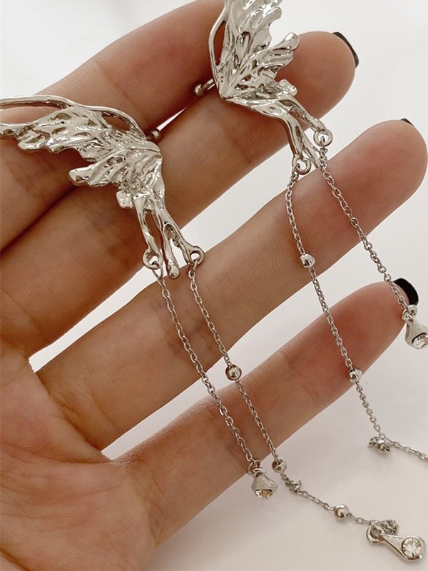 Puños de oreja de mariposa de hadas con borlas-4