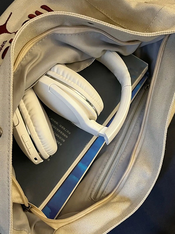 Bandolera grande de lona bordada-5