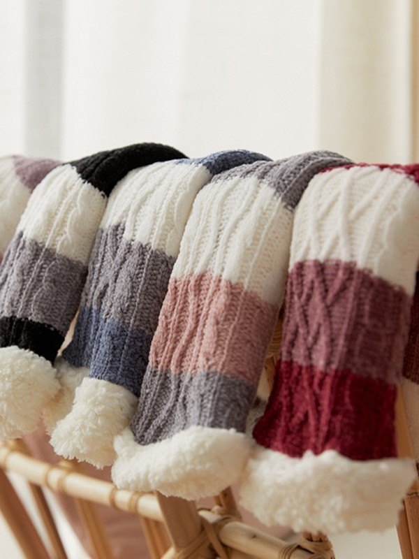 Calcetines de casa con forro polar a rayas color block-2