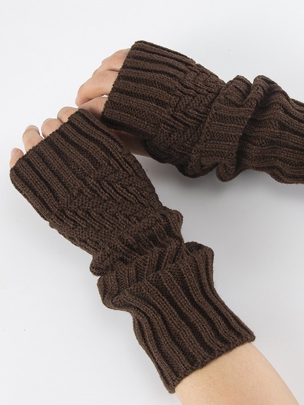 Calentador de brazo de punto acanalado jacquard sin dedos-1