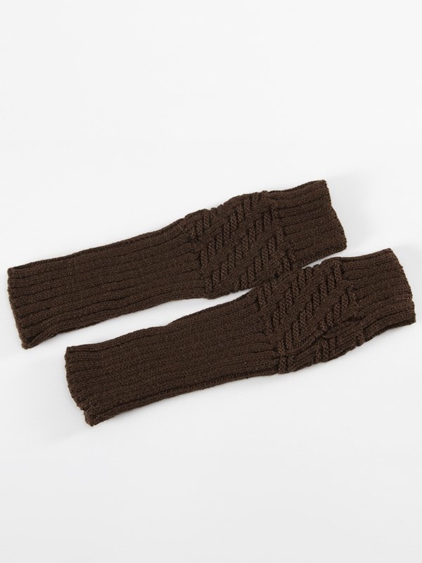 Calentador de brazo de punto acanalado jacquard sin dedos-2