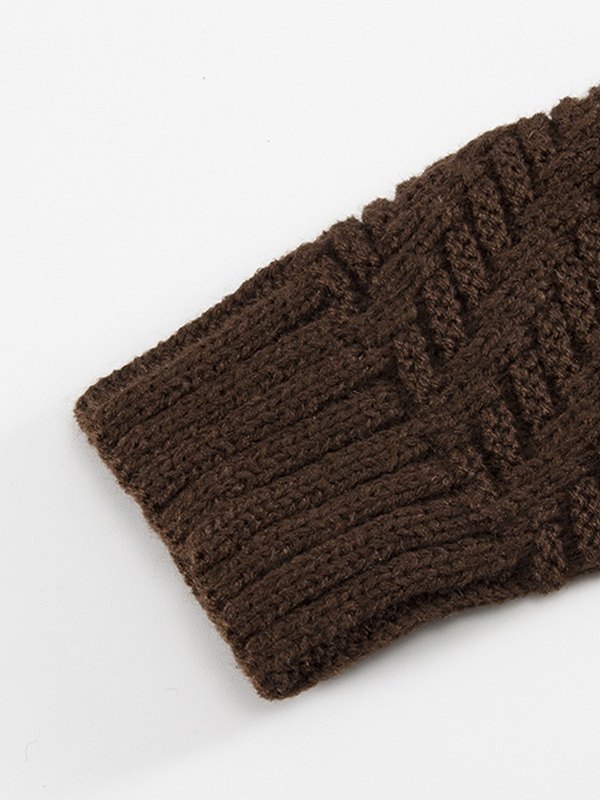 Calentador de brazo de punto acanalado jacquard sin dedos-3