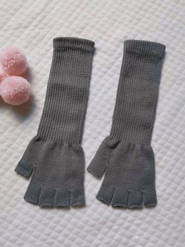 Guantes calentadores de brazo tejidos con medio dedo-2