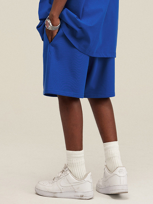 Pantalones cortos deportivos sueltos informales lisos para hombre-3