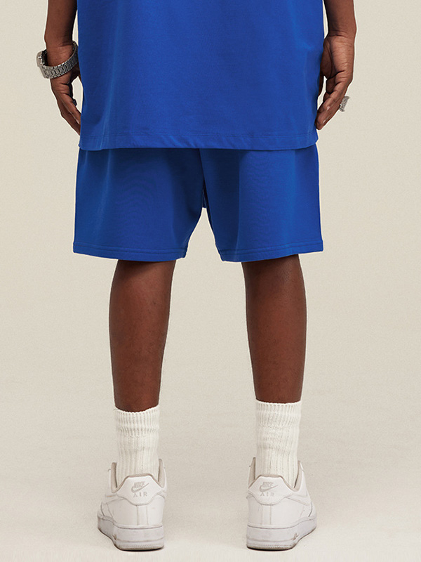 Pantalones cortos deportivos sueltos informales lisos para hombre-2